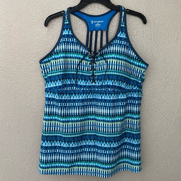 Women’s Plus Size Free Country Swim Top, 2X, Blue - Picture 1 of 8